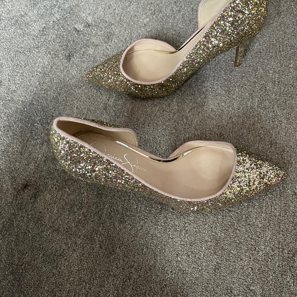 Jessica Simpson gold high heels